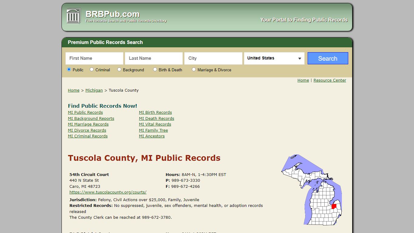 Tuscola County Public Records | Search Michigan Government Databases