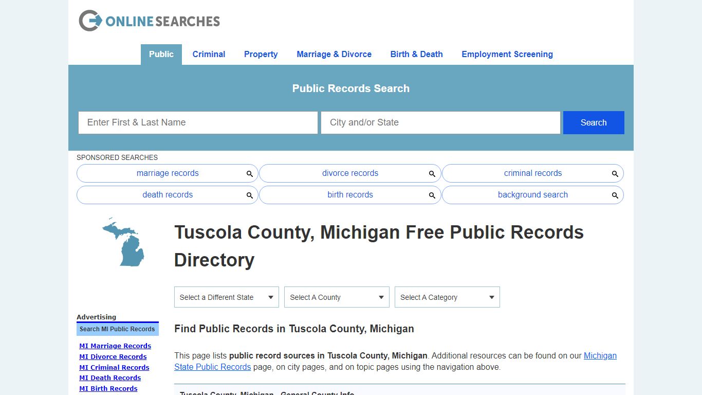 Tuscola County, Michigan Public Records Directory